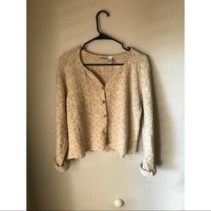 Cropped button up cable knit cardigan